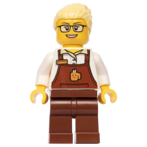 Barista (Woman, White Torso, Reddish Brown Apron, Bright Light Yellow Hair)
