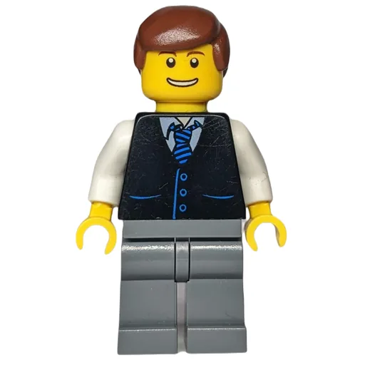 Man (Black Vest, Dark Bluish Gray Legs, Reddish Brown Hair)