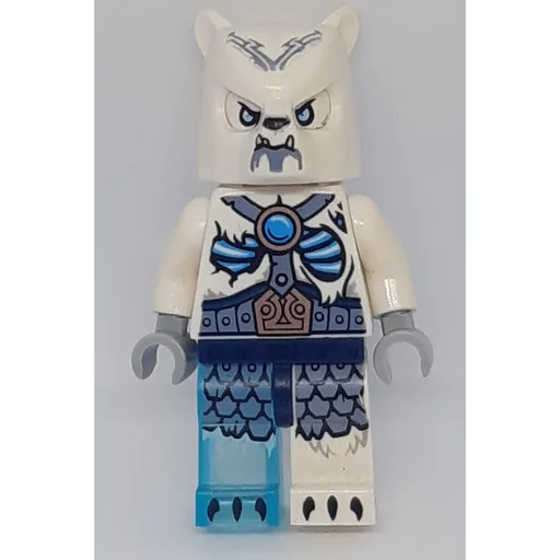 LEGO minifig Ice Bear Warrior with Trans-Light Blue Right Leg (fig-005729)