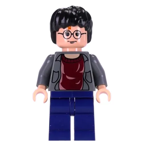 Harry Potter (Open Dark Bluish Gray Jacket over Dark Red Shirt, Dark Blue Legs)
