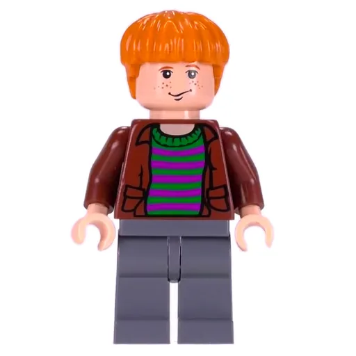 Ron Weasley (Open Reddish Brown Jacket over Striped Shirt)