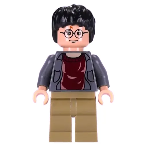 Harry Potter (Open Dark Bluish Gray Jacket over Dark Red Shirt, Dark Tan Legs)