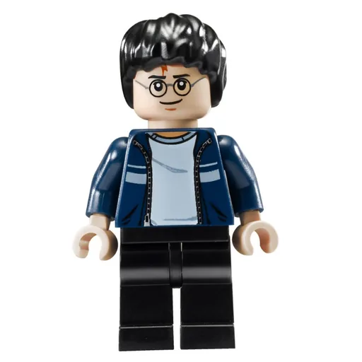 Harry Potter (Open Dark Blue Jacket over White Shirt, Black Legs)