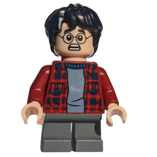 Harry Potter (Open Red Flannel Shirt, Dark Bluish Grey Short Legs)