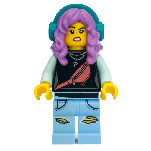 Parker L. Jackson (Black Top, Medium Lavender Hair with Headphones, Smile / Disgusted)
