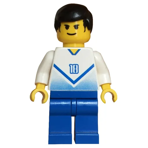 Soccer Player White Torso (Blue Legs, #18)