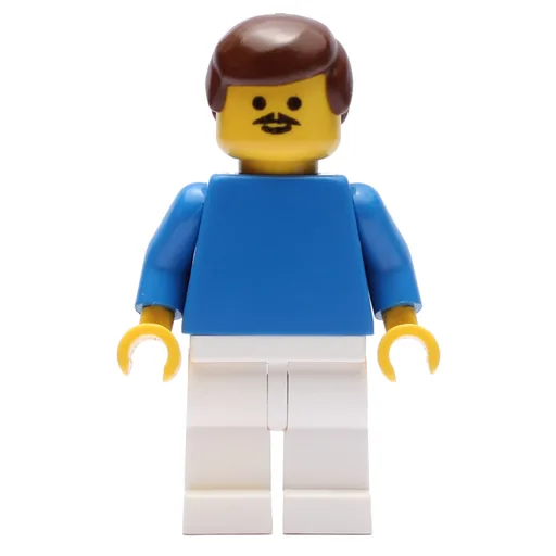 Soccer Player Blue Torso (White Legs, Brown Hair, Mustache)