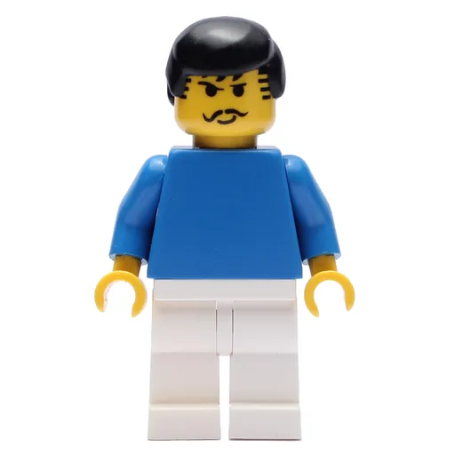 Soccer Player Blue Torso (White Legs, Black Hair, Mustache)