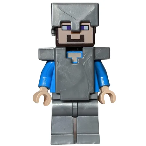 Steve in Flat Silver Helmet (Armor and Legs)
