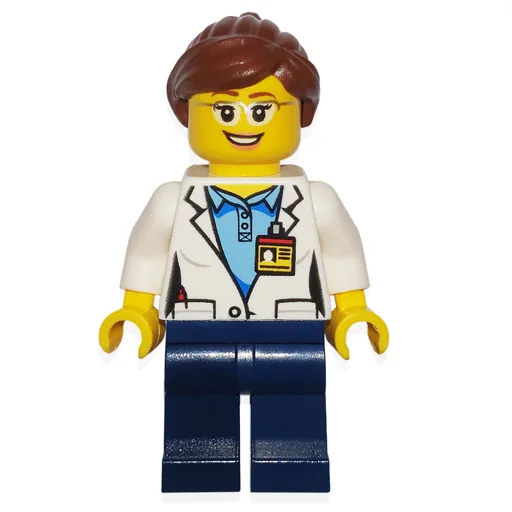 Scientist (Dark Blue Legs, Name Badge, Glasses, Female)