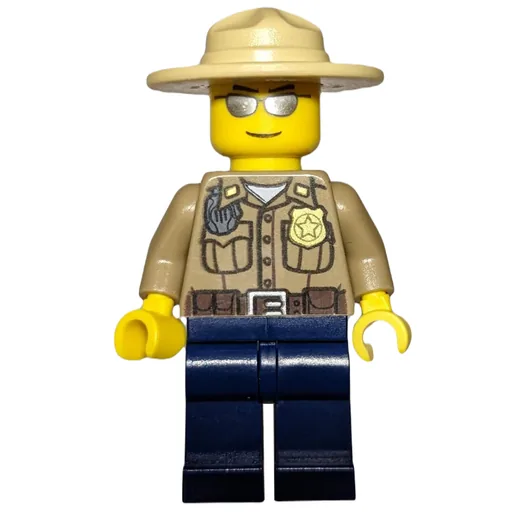 Forest Police / Ranger (Dark Tan Shirt with Radio and Badge, Dark Blue Legs, Tan Campaign Hat, Silver Sunglasses)