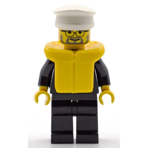 Policeman (Black Suit with Badge, White Hat, Life Vest, Glasses)