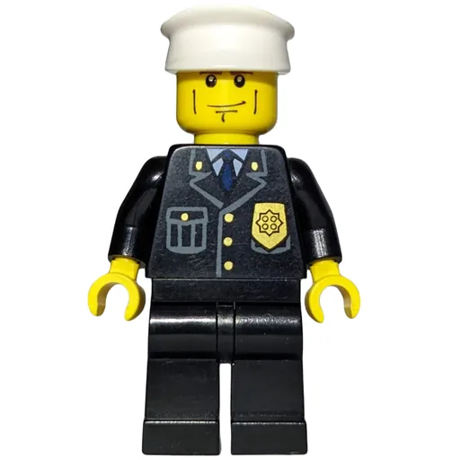 Policeman (Black Suit with Badge, White Hat, Cheek Lines, Brown Eyebrows)