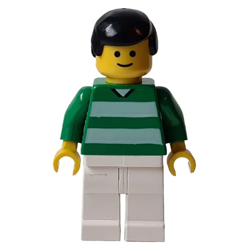 Soccer Player Green Torso (White Legs, Black Hair, Standard Face #7)