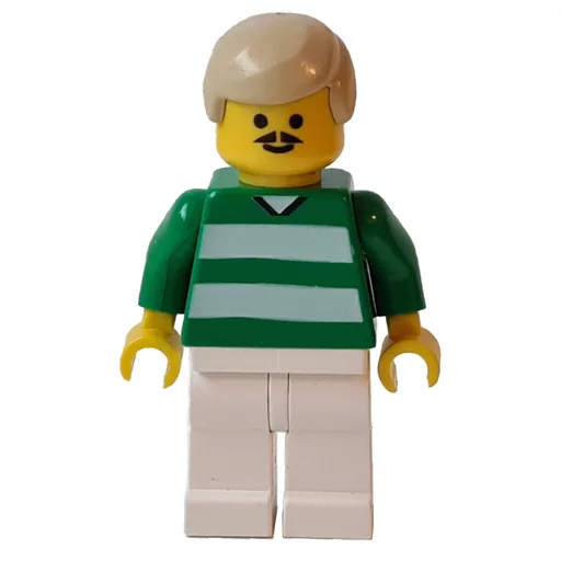 Soccer Player Green Torso (White Legs, Tan Hair, Mustache, #9)
