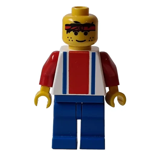 Soccer Player White Torso (Blue/Res Stripes, Blue Legs, Sweat Band, #3)