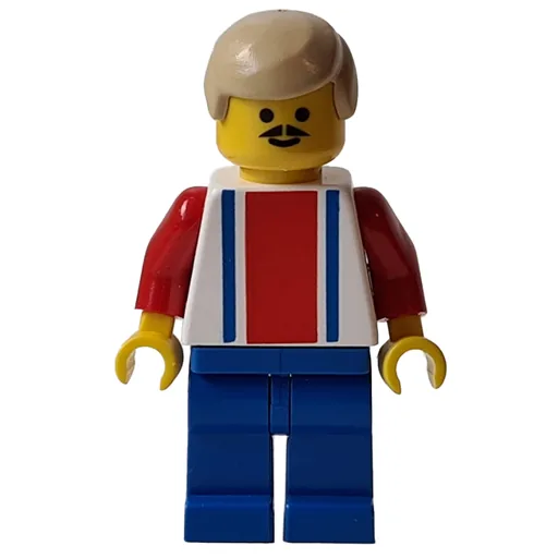 Soccer Player White Torso (Blue/Res Stripes, Blue Legs, Tan Hair, #9)