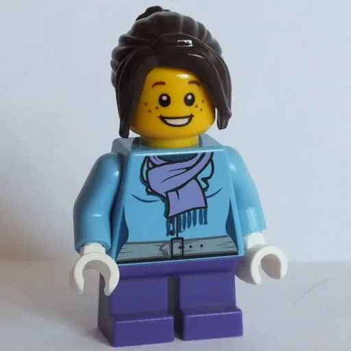 Girl (Medium Blue Jacket with Medium Lavender Scarf, Short Dark Purple Legs)