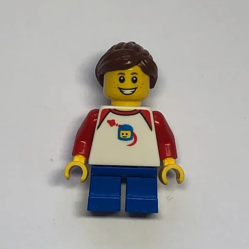 Girl (Classic Spaceman on Shirt, Short Blue Legs, Reddish Brown Ponytail)