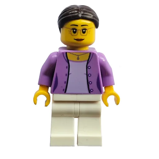 Female (Open Medium Lavender Jacket over Lavender Shirt, White Legs, Glasses)