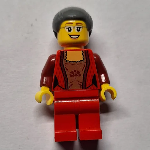 Woman (Red Cardigan, Red Legs, Dark Bluish Gray Hair, Glasses)
