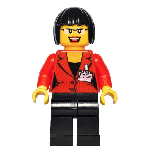Reporter (Red Jacket with Name Badge, Glasses)