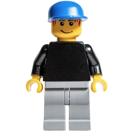 Soccer Player Goalie Black Torso (Light Bluish Gray Legs, Blue Cap)
