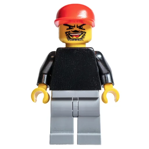 Soccer Player Goalie Black Torso (Light Bluish Gray Legs, Red Cap)