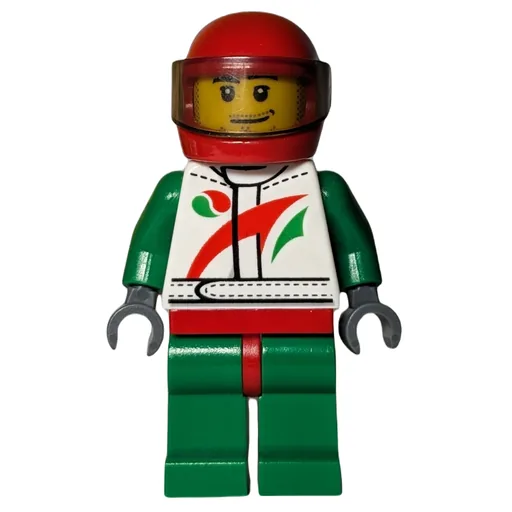 Racer (White and Green Jumpsuit with Octan Logo, Red Helmet with Trans-Brown Visor)