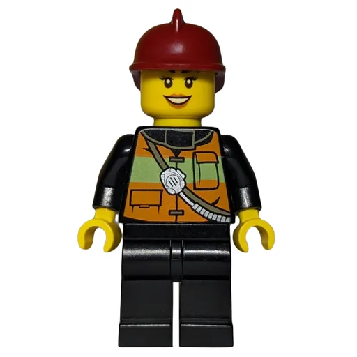 Firewoman (Safety Vest with Shoulder Straps, Red Helmet)