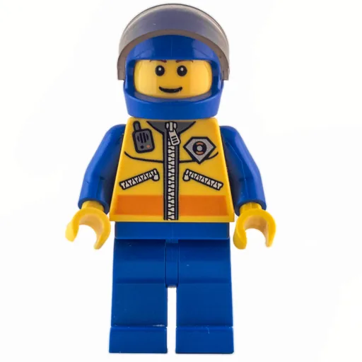 Coast Guard (Yellow Jacket with Zipper, Radio and Badge, Blue Helmet with Visor, Brown Eyebrows)