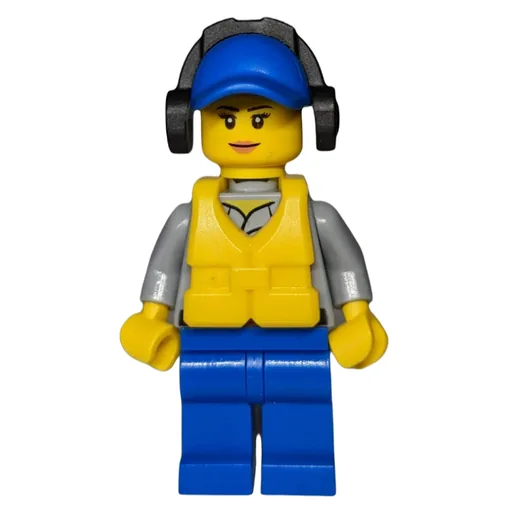 Coast Guard (Light Bluish Gray Shirt with Badge, Blue Cap, Ear Defenders, Yellow Life Vest)