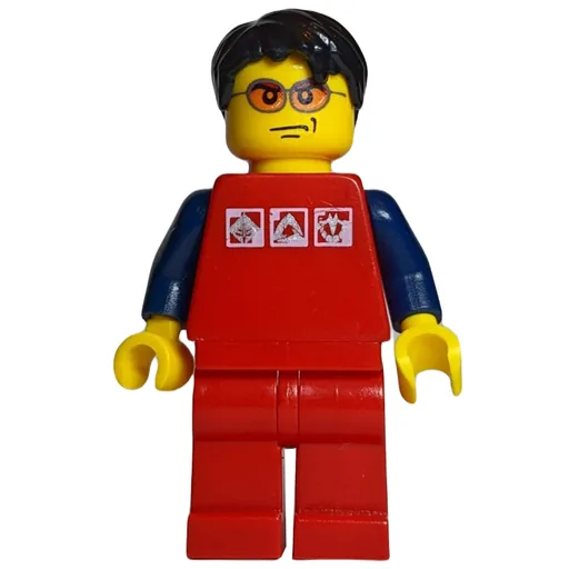 Man (Red Shirt with Dark Blue Arms, Red Legs, Black Hair, Orange Sunglasses)