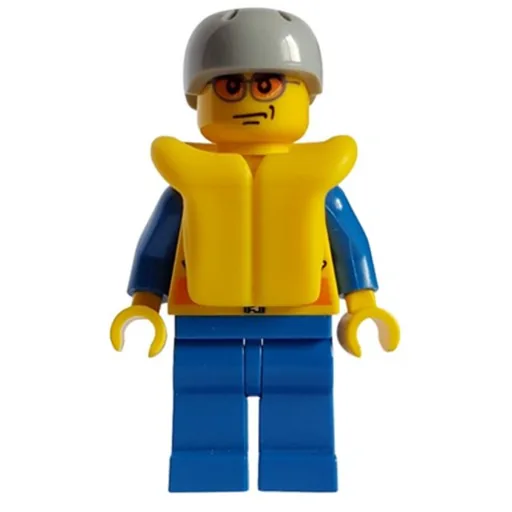 Coast Guard (Yellow Jacket with Zipper, Radio and Badge, Light Bluish Gray Helmet, Yellow Life Vest, Orange Sunglasses)
