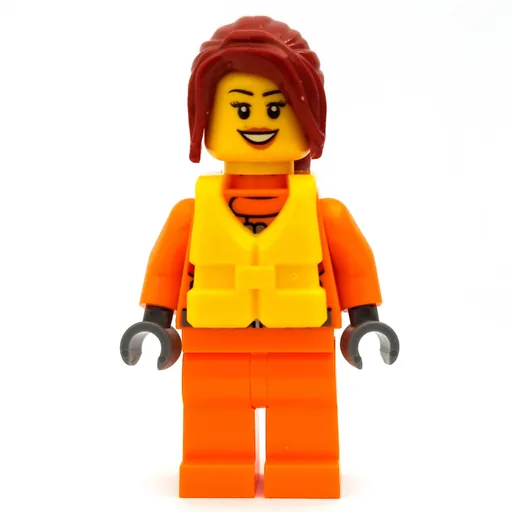 Coast Guard (Woman, Orange Jumpsuit, Yellow Life Vest, Dark Red Hair)