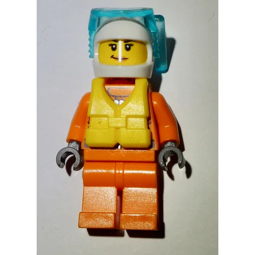 Coast Guard (Woman, Orange Jumpsuit, White Helmet with Diving Mask, Yellow Life Vest)