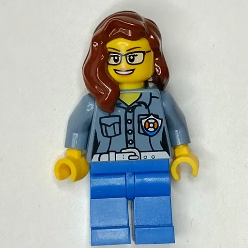 Coast Guard (Woman, Sand Blue Shirt with Badge, Reddish Brown Hair, Glasses)