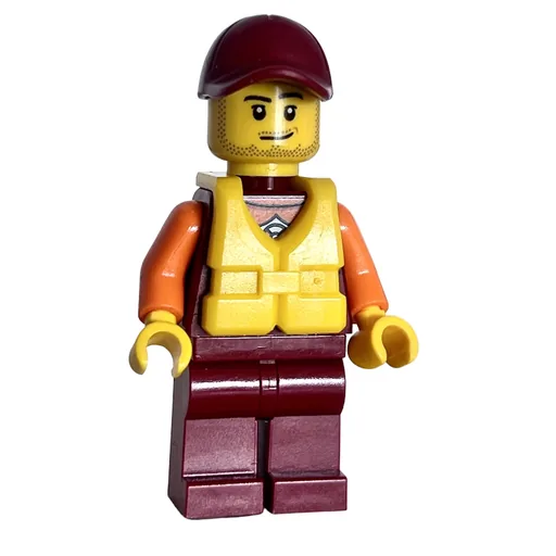 Lifeguard (Dark Red Wetsuit, Dark Red Cap, Yellow Life Vest, Stubble)