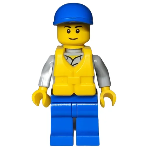 Coast Guard (Light Bluish Gray Shirt with Badge, Blue Cap, Yellow Life Vest)