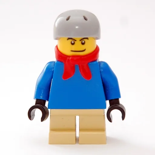 Boy (Plain Blue Torso, Short Tan Legs, Red Scarf, Helmet)