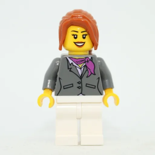 Woman (Dark Bluish Gray Jacket with Magenta Scarf, White Legs, Dark Orange Hair)