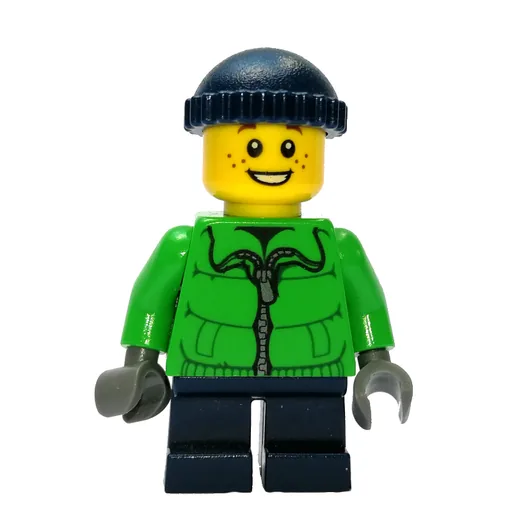 Boy (Green Jacket, Short Dark Blue Legs, Dark Blue Hat)