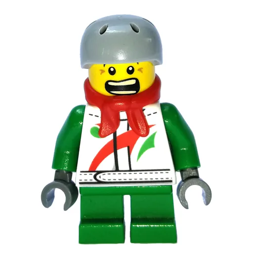 Boy (White and Green Jacket with Octan Logo, Red Scarf, Short Green Legs, Helmet)