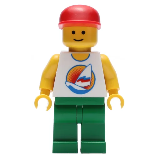 White Torso with Surfboard (Green Legs, Red Cap (3626b Head))
