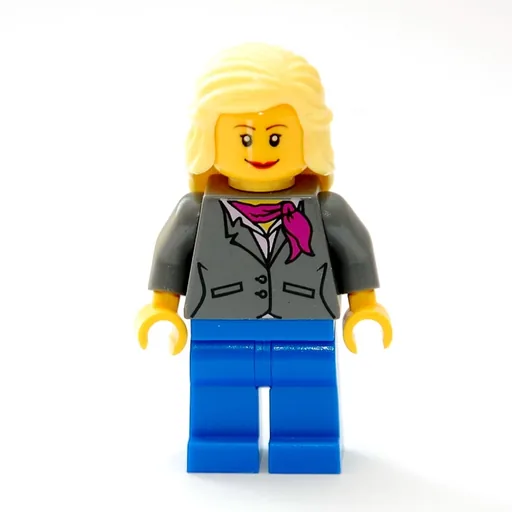 Woman (Dark Bluish Gray Jacket with Magenta Scarf, Blue Legs, Bright Light Yellow Hair)