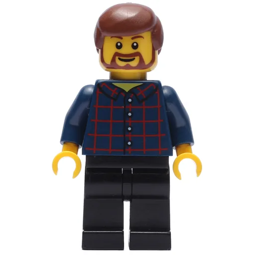 Man (Dark Blue Plaid Shirt, Black Legs, Beard)