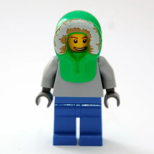 Man (Plain Light Bluish Gray Torso, Blue Legs, Bright Green Hood)