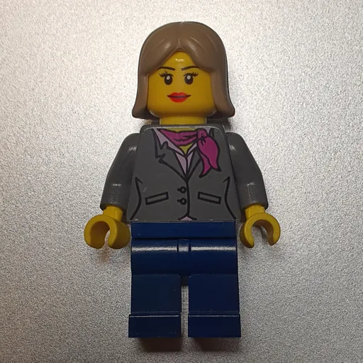 Woman (Dark Bluish Gray Jacket with Magenta Scarf, Dark Blue Legs, Dark Tan Hair)