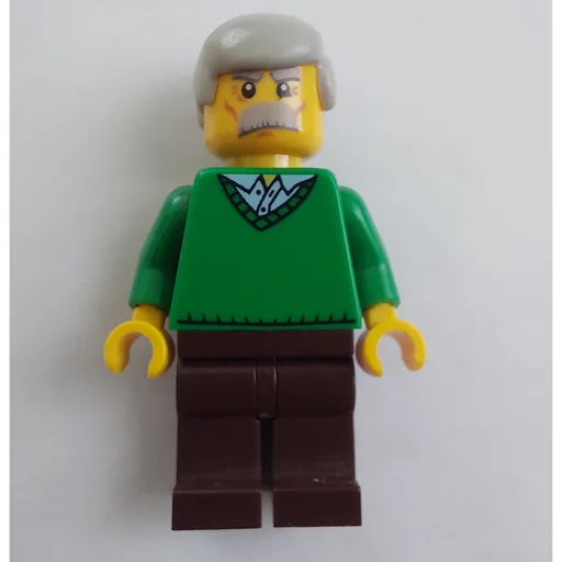 Man (Green V-Neck Sweater, Dark Brown Legs, Moustache)