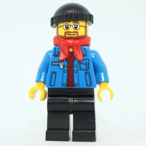 Man (Open Denim Jacket, Black, Legs, Red Scarf, Black Hat)